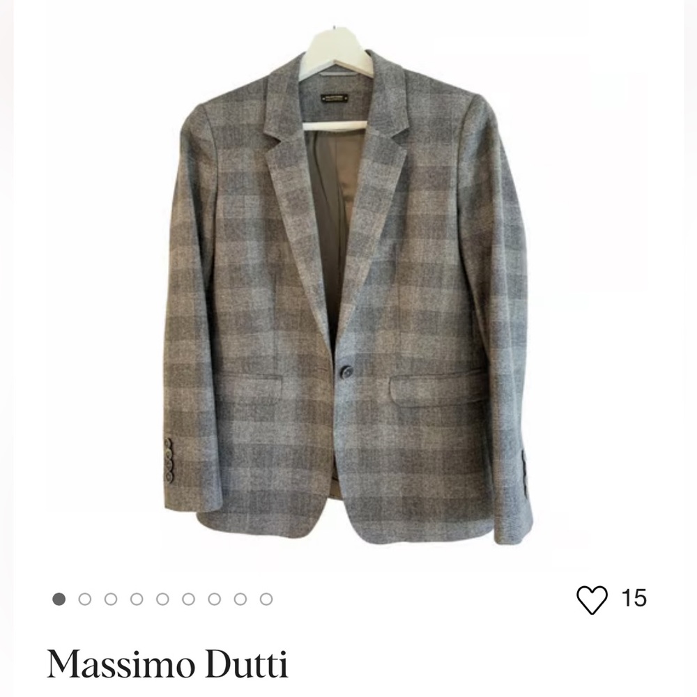 Massimo Dutti 100% plaid wool Blazer